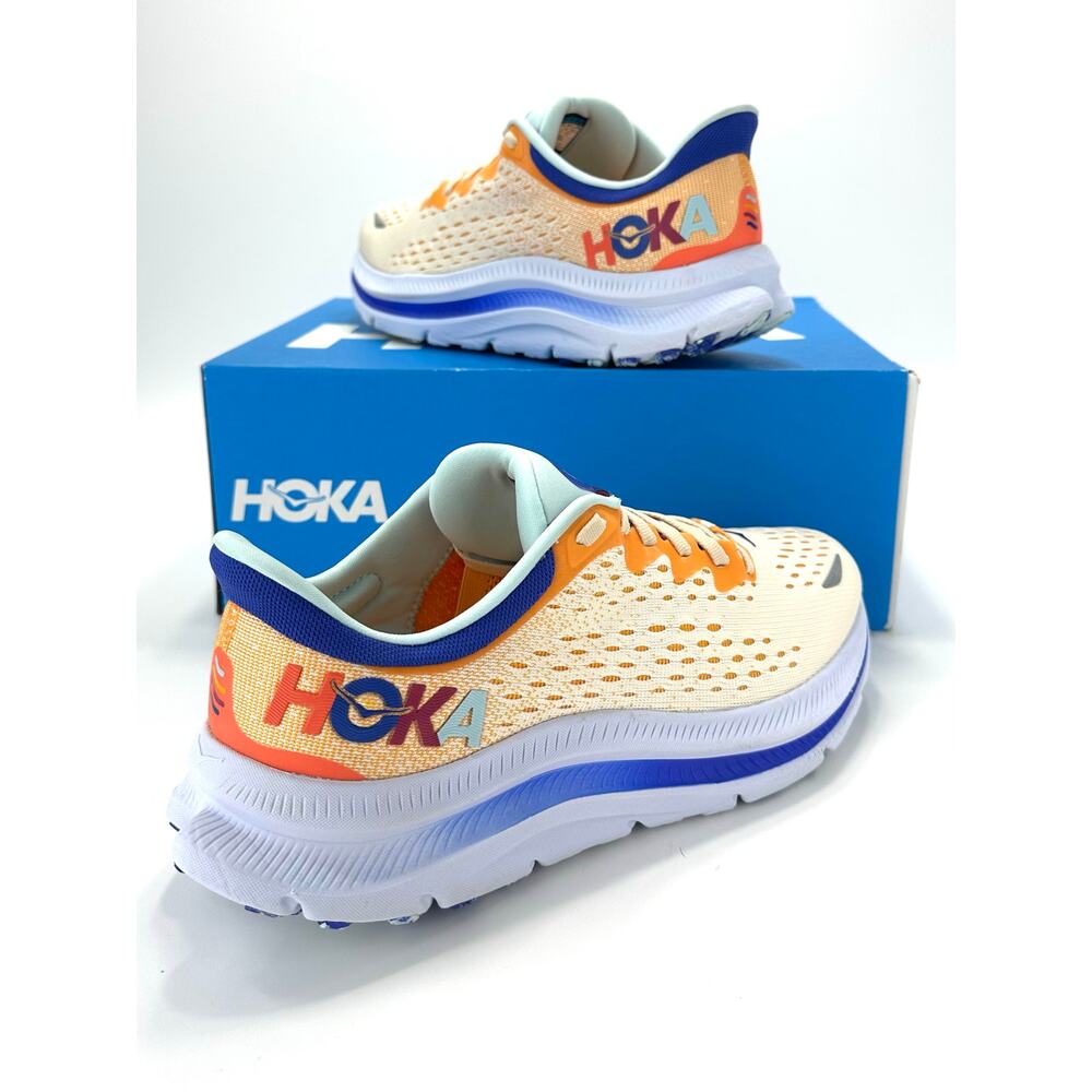 Hoka One One Kawana Wn Running Shoe/Sneaker Sz 9.5 B Orange Blue White Athletic
